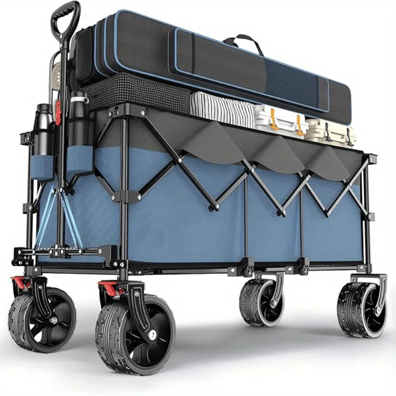 Steekwagen – Handkar – Transportkar – Transportwagen – Opvouwbare kar – Draagvermogen 200 kg – Extra brede rubberen banden 17 x 10 cm – Blauw-grijs
