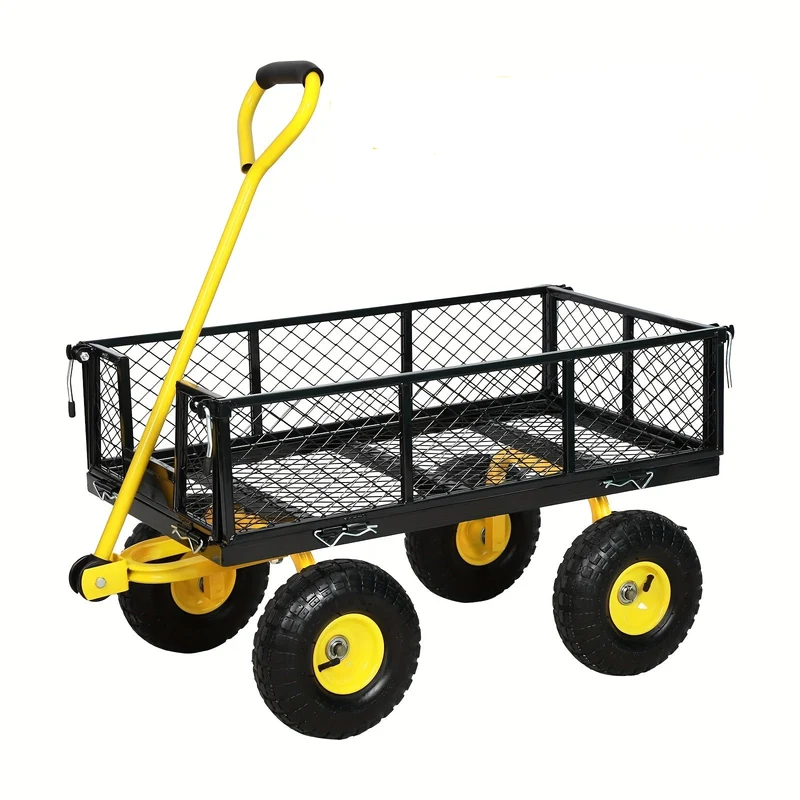 Tuinkar – Tuinwagen – Bolderkar – Transportkar – Kiepkar – 498,95 kg Draagvermogen – 240° Draaibare Handgreep – 25,4 cm Luchtbanden – Afneembare Zijpanelen