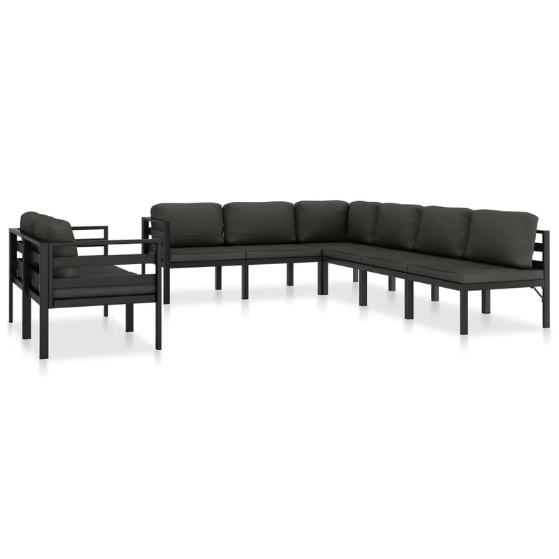 Loungeset – Tuinset – Loungebank – Zitgroep – Loungemeubel – Modulaire 9-delige Set – Weerbestendig Aluminium – Comfortabele Kussens