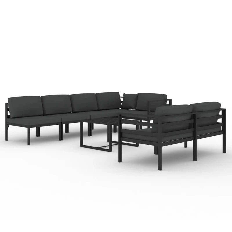 Loungeset Aluminium – Tuinmeubelset – Loungebank – Garden Lounge – Modulair – 9-delig met Kussens – Weerbestendig – Lichtgewicht