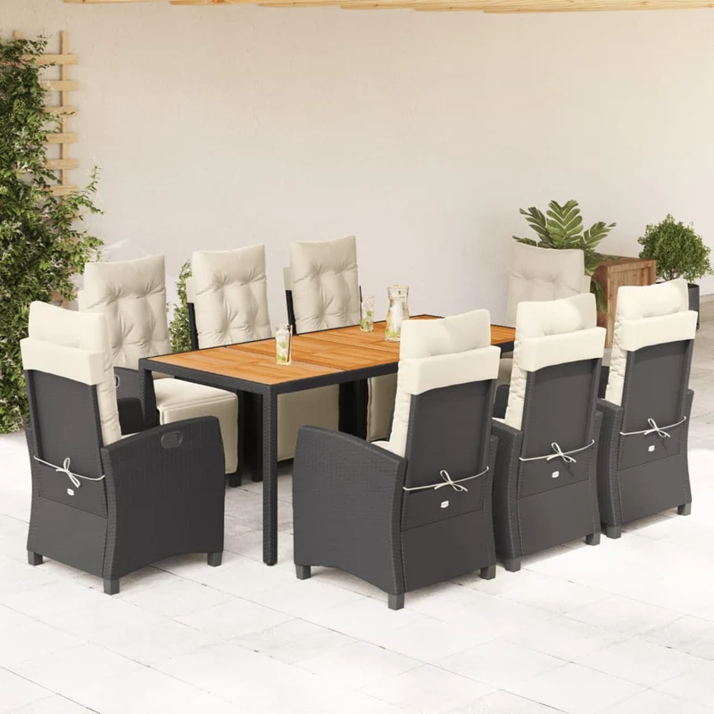 Loungeset Tuinset – Loungestoel Tuinmeubel Buitenmeubel – Zwart Crème Kleur – Weerbestendig PE Rattan – Verstelbare Rugleuning en Voetensteun