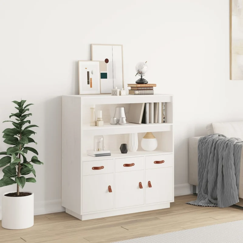 Hoge Houten Kast – Smalle Opbergkast – Hoge Kast – Opbergmeubel – Houten Kasten – Wit – Ruimtebesparend Hoog Model – Solide Hout Met Witte Afwerking