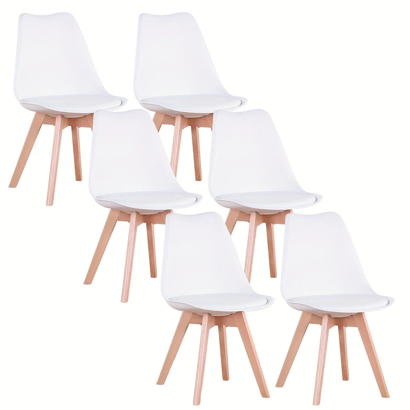 Eetkamerstoelen – Eettafelstoelen – Kuipstoelen – Keukenstoelen – Stoelen – Set van 6 – Ergonomische Rugleuning – Massief Beukenhouten Poten