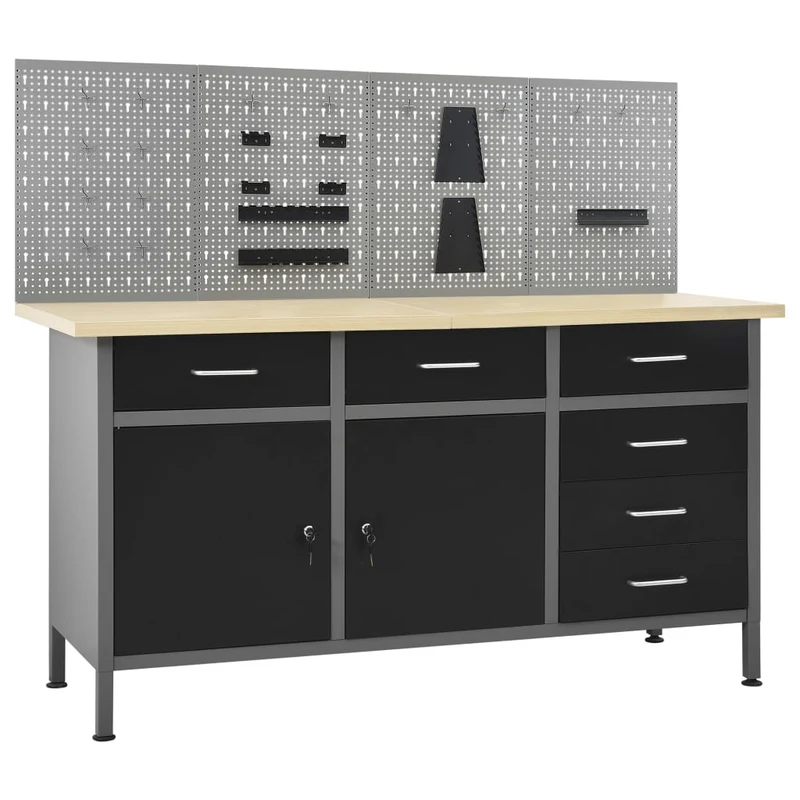 Werkbank – Werktafel – Klusbank – Werkplek – Werkstation – Bruin – 6 Laden Met Kogellagers – Draagkracht 500 Kg