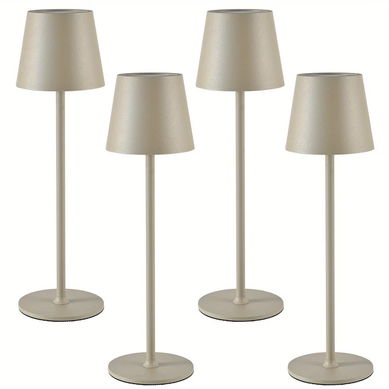 Draadloze LED Tafellamp – Tafellamp, Nachtlamp, Bureaulamp, Sfeerverlichting – 4 Stuks Apricot – Touch Bedienig – 7000mAh Oplaadbare Accu