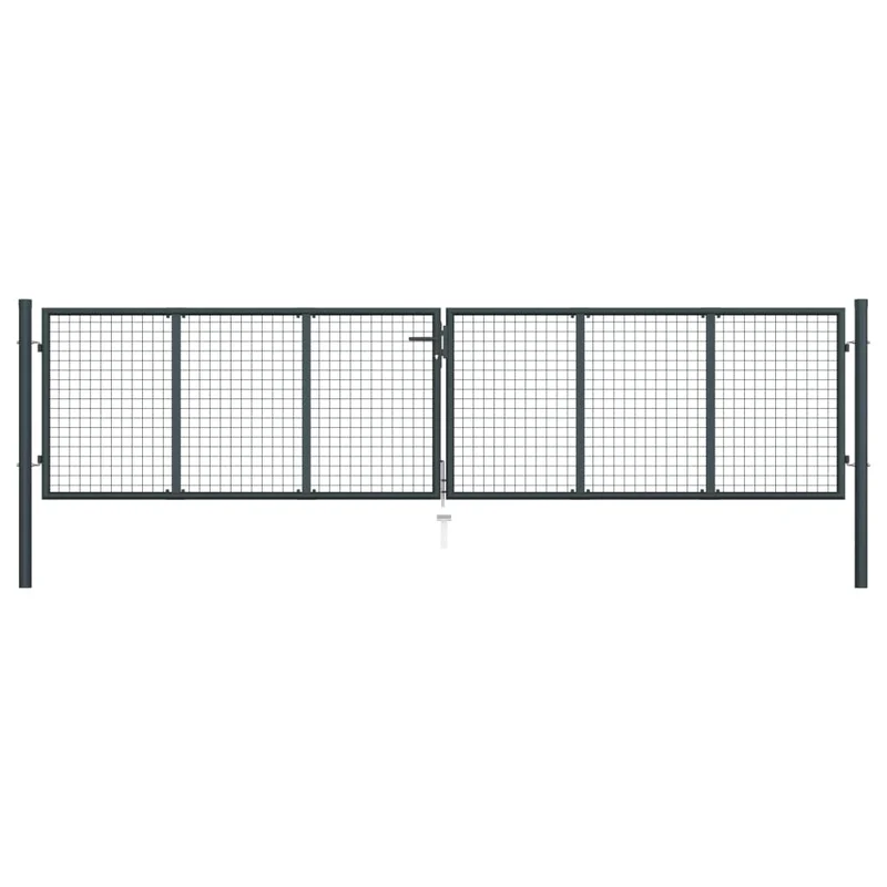 Tuinpoort – Tuinafscheiding – Tuindeur – Hek – Erfpoort – 400 x 125 cm – Gegalvaniseerd Staal – Weerbestendig Met Slot En Sleutels