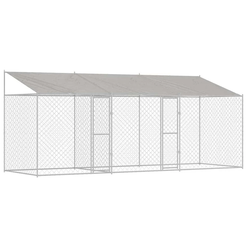 Hondenbench – Hondenkooi – Buitenkennel – Hondenren – Hondenverblijf – Verzinkt Staal – Weerbestendig Polyethyleen Dak – 6x2x2,56 m