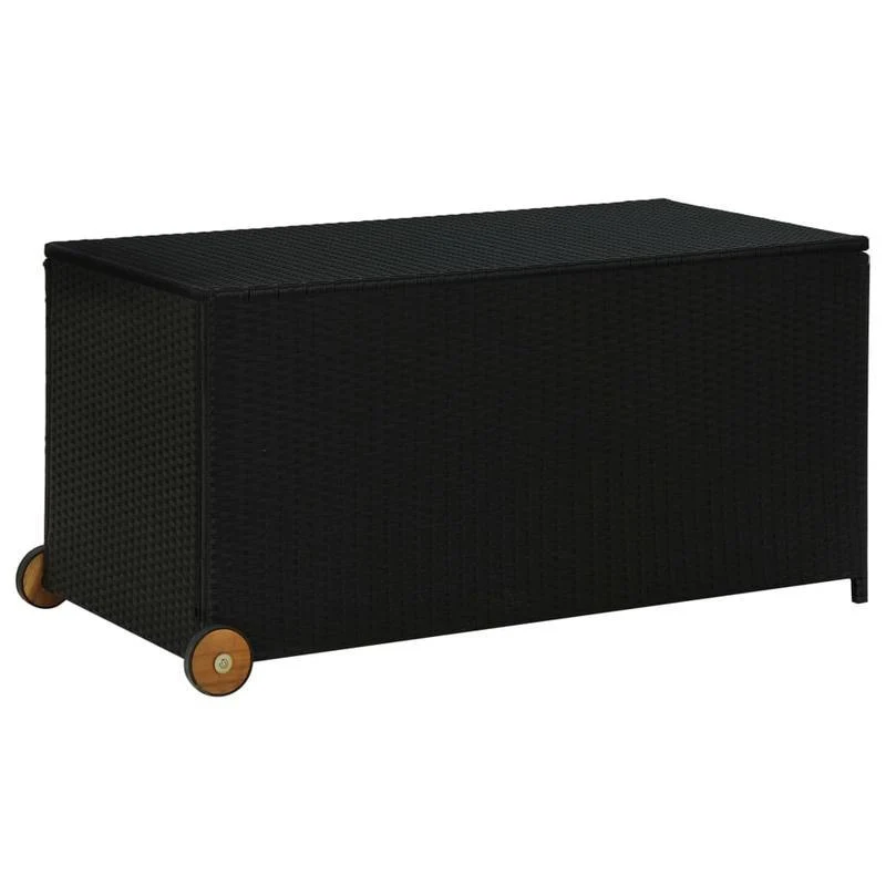 Opbergbox Tuin – Tuinkussenbox – Tuinkist – Tuinopbergbox – Kussenbox – Zwart Poly Rattan – 120x65x61 cm – Duurzaam Acaciahout & Stevig Stalen Frame