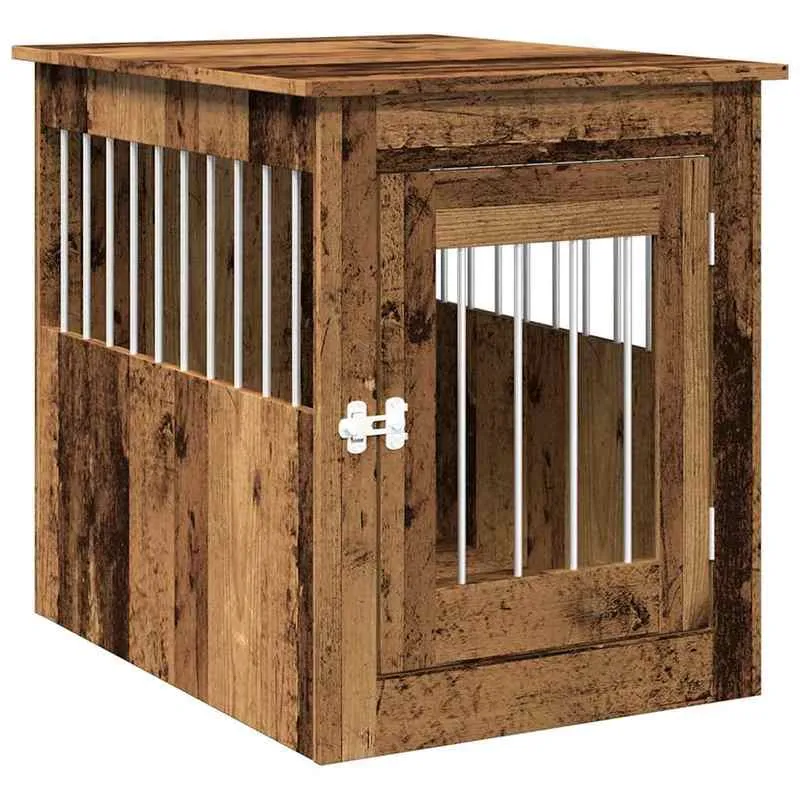 Hondenbench – Hondenkooi – Hondenhok – Hondenbench Houtlook – Hond Bench Vintage – Stevige Constructie – Afmetingen 55x75x65 cm