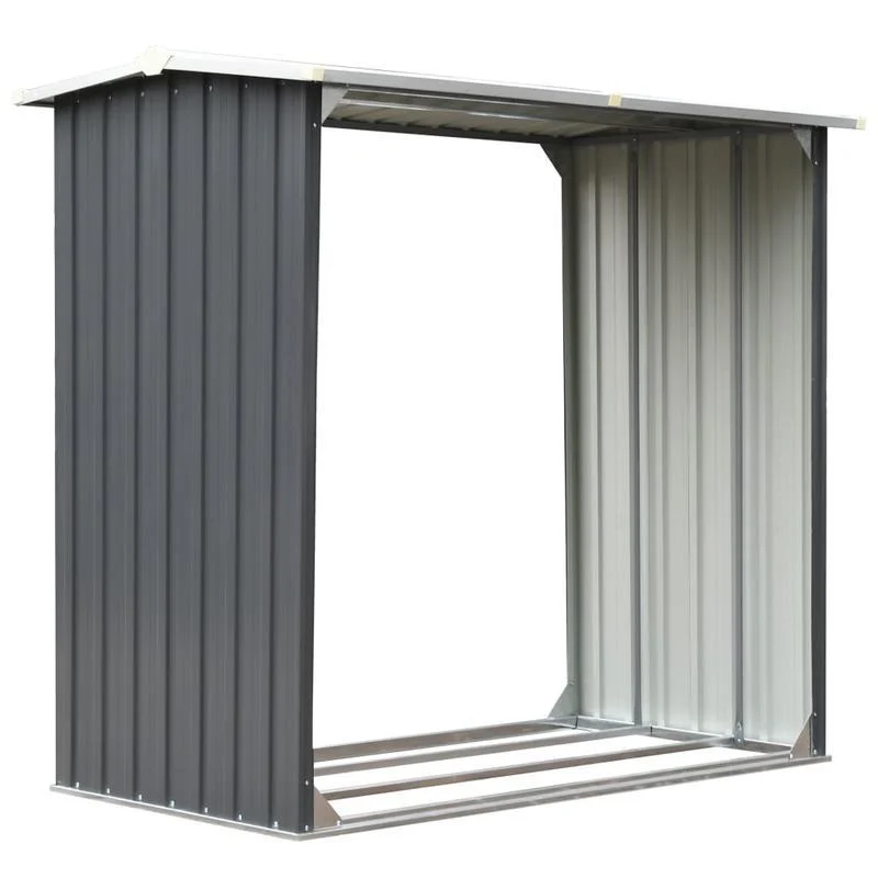Houthok – Houtopslag – Brandhoutrek – Houtberging – Haardhout Rek – Verzinkt Staal – Weerbestendige Grijze Coating – 172 x 91 x 154 cm – Stevig Duurzaam Frame