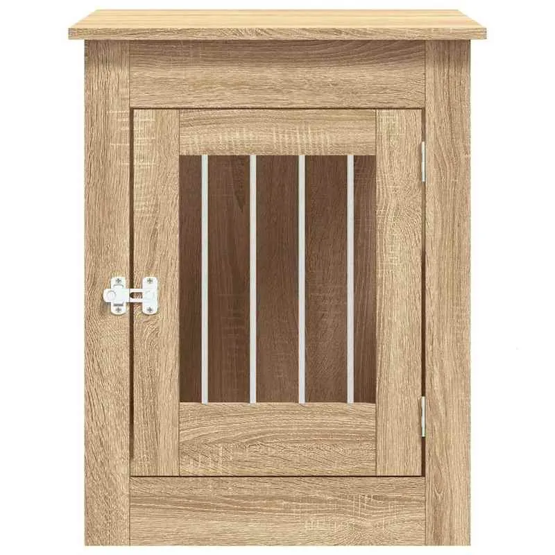 Hondenbench – Hondenkooi – Hondenhuis – Hondenbox – Hondenrek – Houten Sonoma Eiken – Stevige Massief Hout Constructie – Met Slot & Bijzettafel Capaciteit 40 kg