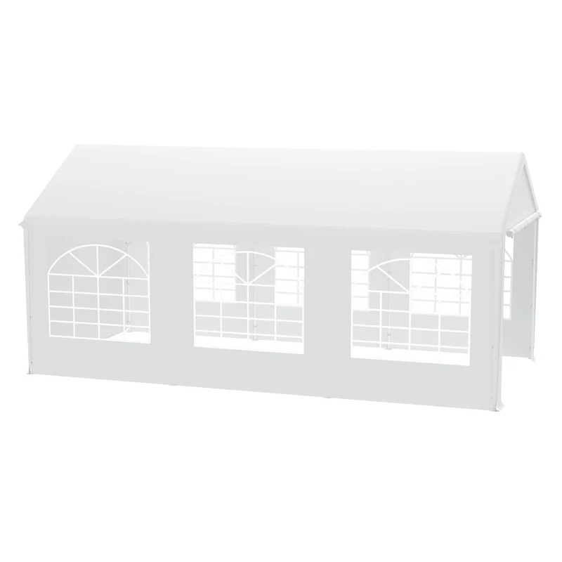 3x6m Party Tent Camping Tent Foldable Tent with Side Panels and Windows Garden Pavilion for Garden Parties, Festivals, Weddings (White/Grey)