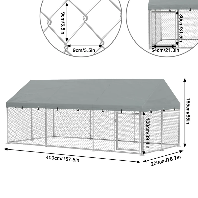 Hexagonal Metal Chicken Coop with Lockable Roof - 2 Sizes (8'x6'x5' & 13'x6'x5') Galvanized Steel Frame, 420D Oxford Cloth & Wire Mesh Ventilation - Easy Assembly Free-Range Enclosure for Poultry, Dogs, Small Animals - Urban