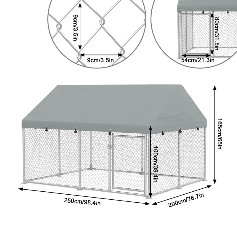 Hexagonal Metal Chicken Coop with Lockable Roof - 2 Sizes (8'x6'x5' & 13'x6'x5') Galvanized Steel Frame, 420D Oxford Cloth & Wire Mesh Ventilation - Easy Assembly Free-Range Enclosure for Poultry, Dogs, Small Animals - Urban