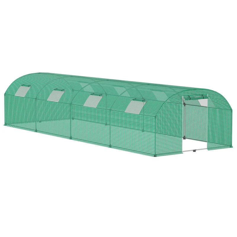 Arched Flower House, Plastic Greenhouse with 4/6/8 Windows, Tomato Greenhouse, Plastic Tent, Plant Tent, Plastic Greenhouse for Garden, Garden Tunnel with Mosquito Net And Door with Galvanized Steel Frame, 3X4X2m/3X6X2m/3X8X2