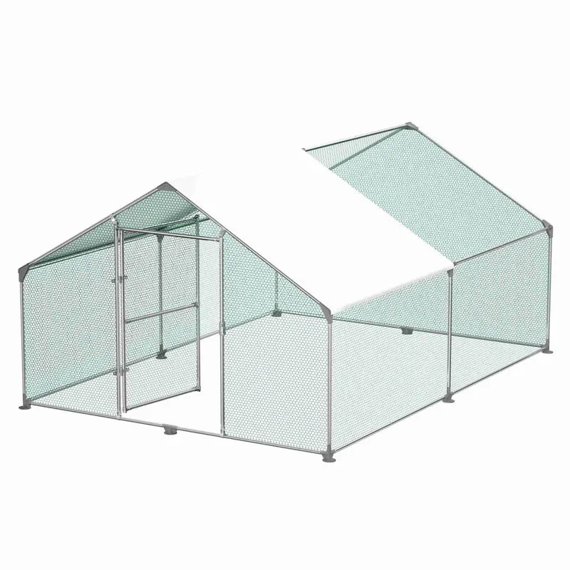 Kippenhok – Kippenren – Pluimveestal – Buitenren – Dierenhok – 3x4x2m – Gegalvaniseerd Stalen Frame – PE Dak – Ruim, Roofdierbestendig en Eenvoudig te Monteren
