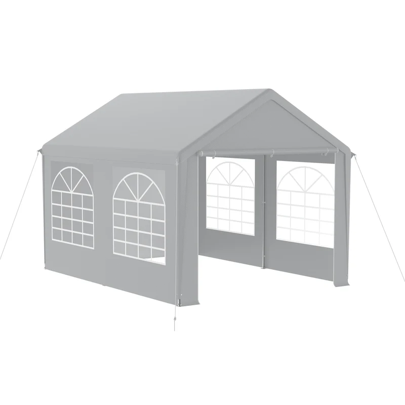 Partytent – Tuinkar Tent – Vouwtent – Camping Tent – Markttent – Stevig Gegalvaniseerd Stalen Frame – 3x4m Grijs Met PVC Ramen