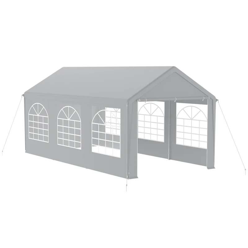 Partytent – Paviljoen – Tuintent – Vouwtent – Feesttent – Opvouwbaar – Met Zijpanelen – 3x6 m – Gepoedercoat Stalen Frame – Transparante PVC Ramen - Grijs