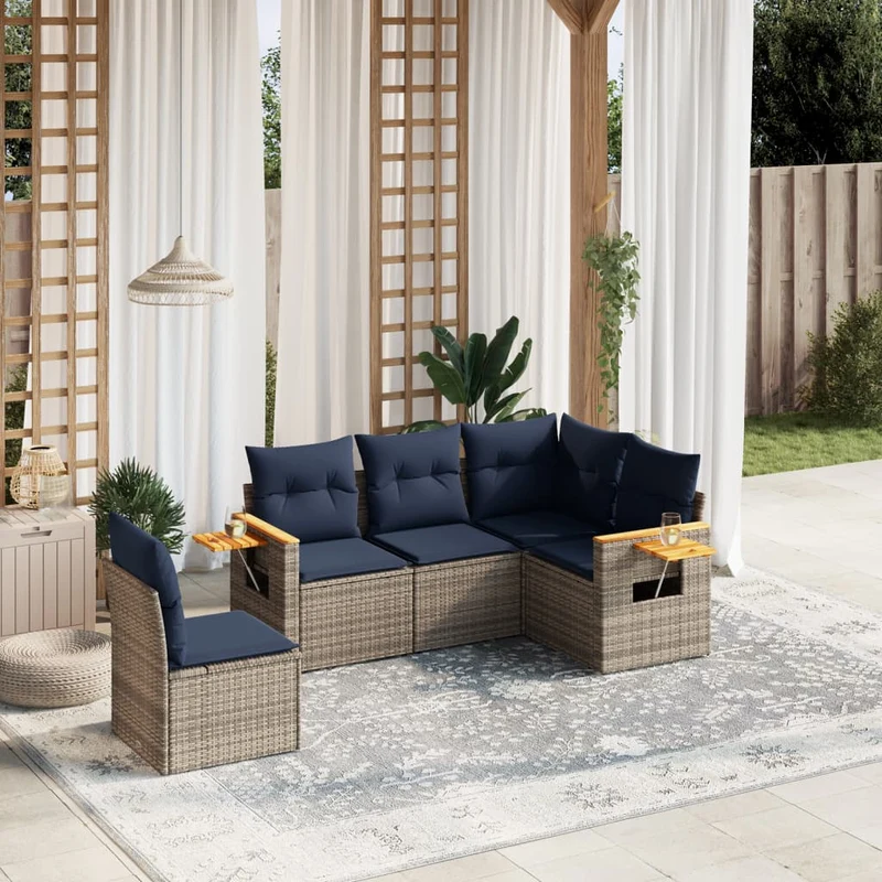 Loungeset – Tuinset – Loungebank – Tuinmeubelen – Balkonset – PE-Rattan – Weerbestendig – Modulair – Zonder Tafel – Inclusief Kussens