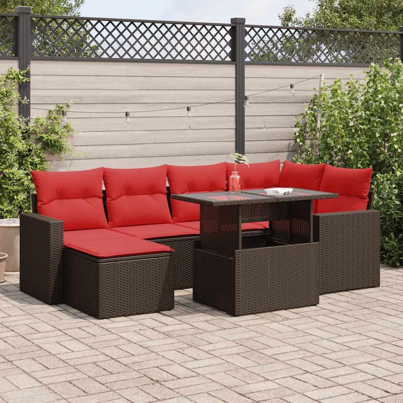 Loungeset Tuinset – Loungeset Modulaire Tuinmeubelen – Loungeset Poly Rattan – Loungeset Buiten – Loungeset Bruin – Weerbestendig PE-Rattan – Opbergruimte Met Waterdichte Binnenzak