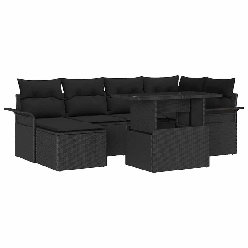Tuinbank – Buitenbank – Loungeset – Modulaire Bank – Poly Rattan – Weerbestendig – Inclusief Kussens