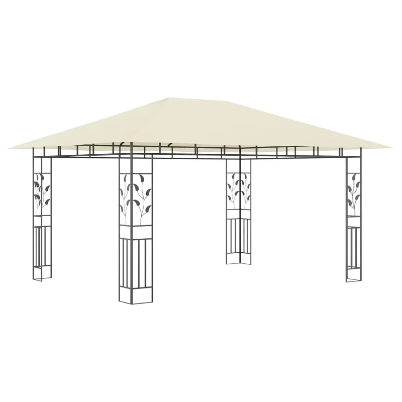 Zonnescherm – Tuinpaviljoen – Overkapping – Pergola – Prieel – 4x3 Meter – Stabiel Staalframe – Ingebouwde Lichtslinger