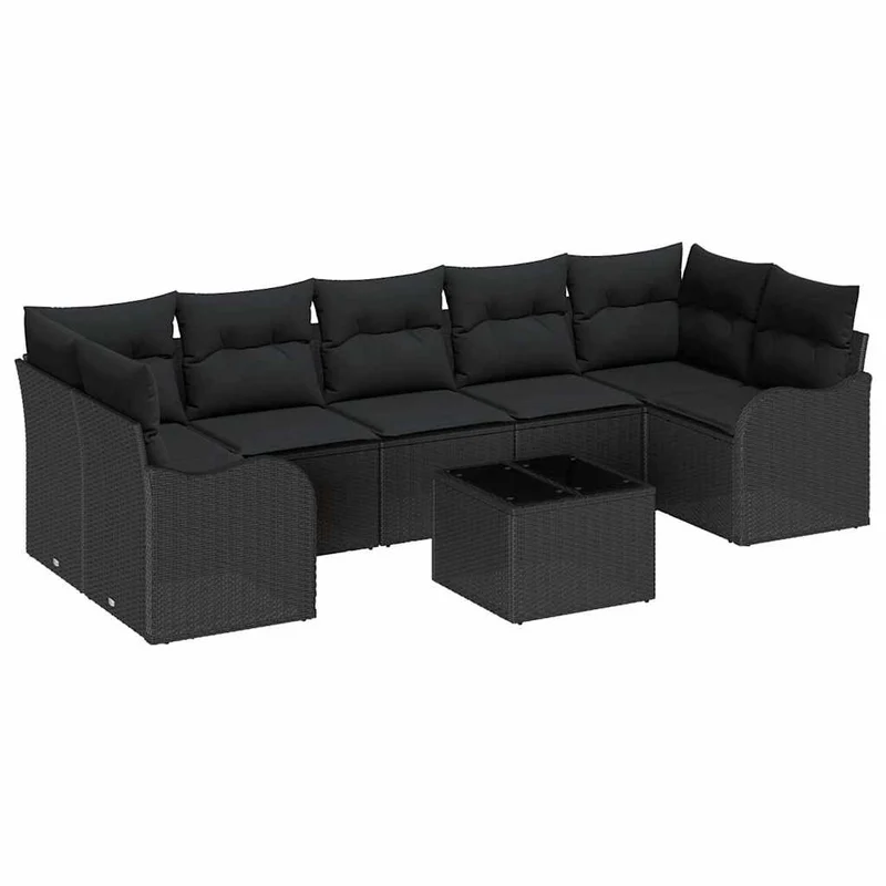 Tuinbank – Buitenbank – Loungeset – Tuinmeubel – Modulaire Bank – Handgevlochten Polyrattan – Verstelbare Poten – Weerbestendig Zwart