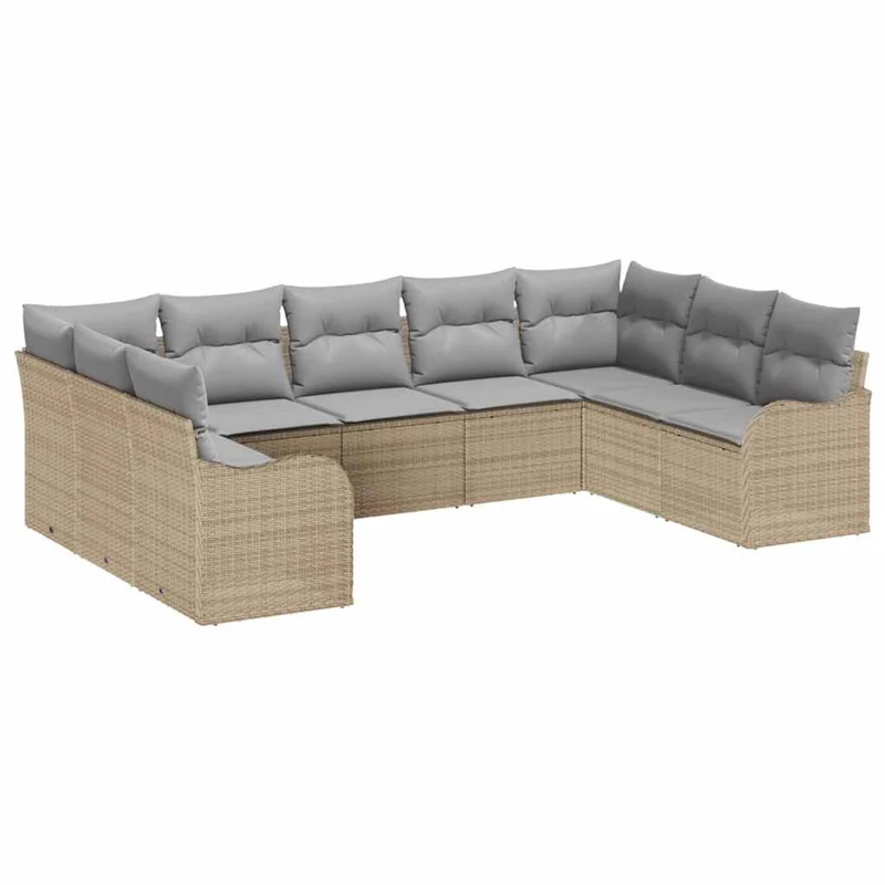 Tuinbank – Buitenbank – Loungesofa – Zitbank – Modulair Tuinmeubel – Aluminium Frame – Weerbestendig Met Kussens – Beige en Grijs Zonder Tafel