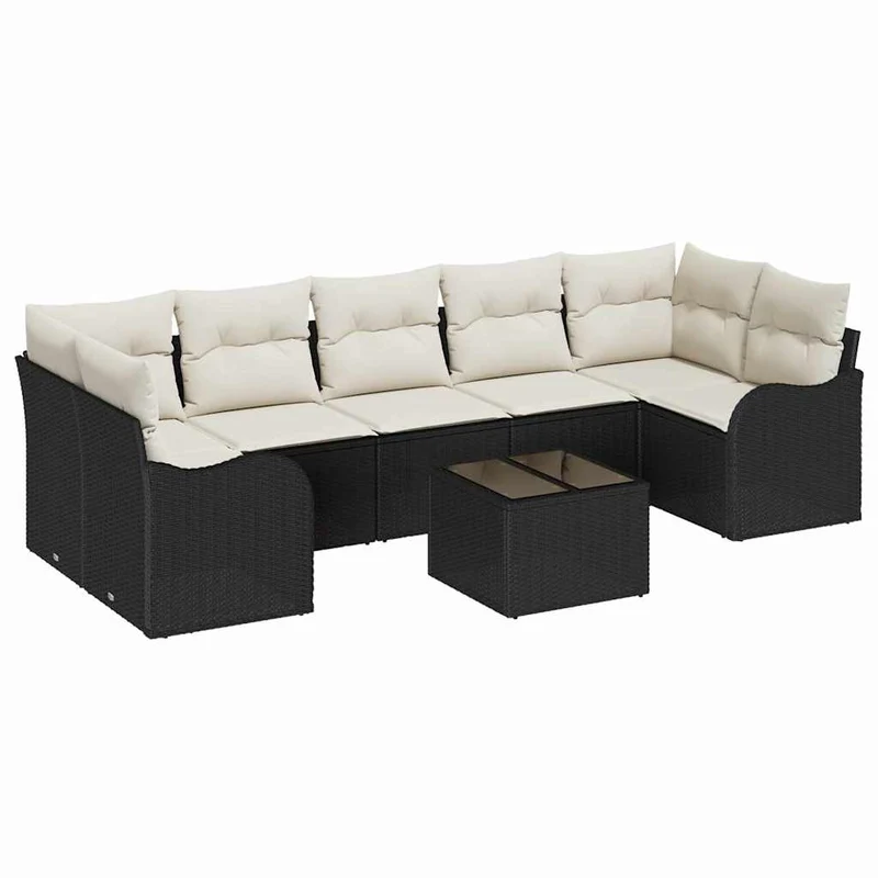 Tuinbank – Buitenbank – Loungeset – Tuinmeubel – Modulaire Sofa – Weerbestendig Kunststof Vlechtwerk – Verstelbare Poten – Zwart/crème