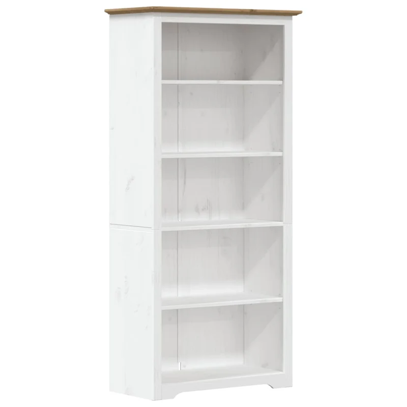 Boekenkast – Boekenkasten – Boekenplank – Opbergkast – Wandkast – Massief Hout – 5 Ruime Planken – Wit Gelakt – Compact Design