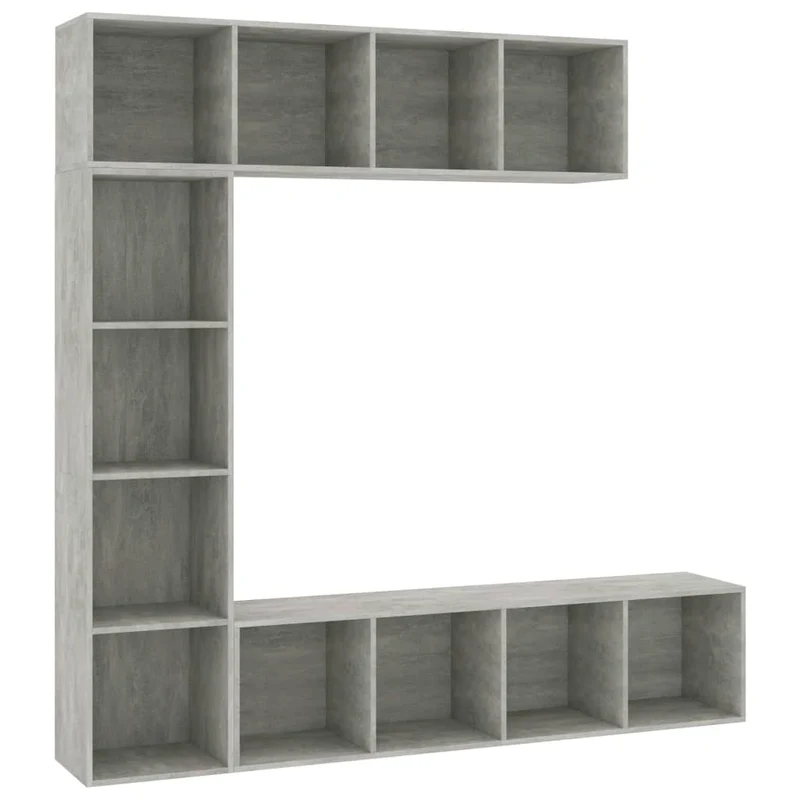 Boekenkast – Boekenrek – Opbergkast – Vakkenkast – Stellingkast – Betongrijs – 12 Vakken – Vochtbestendig Hout