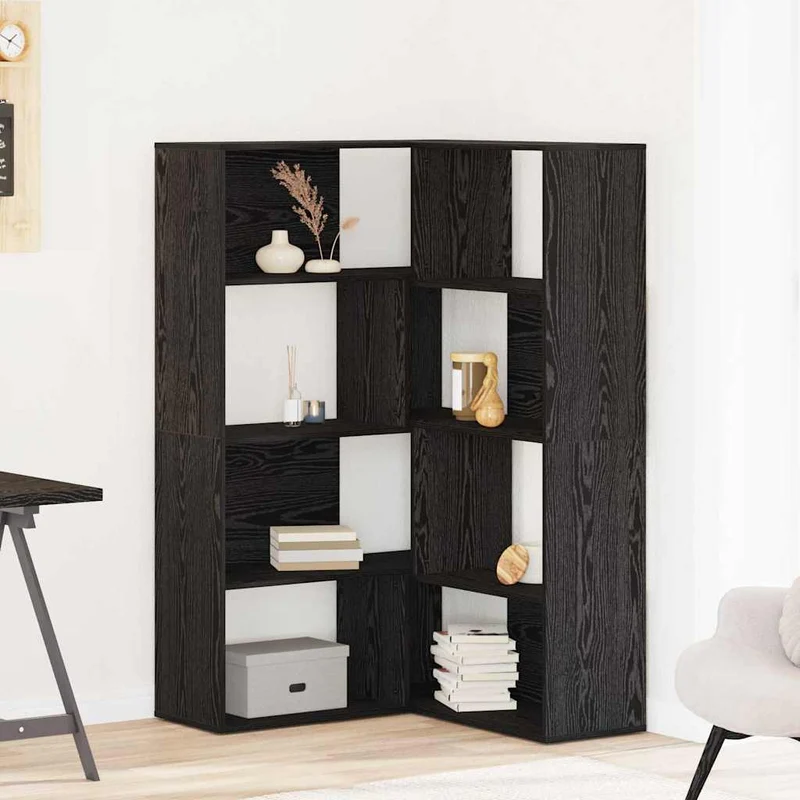 Boekenkast – Boekplank – Kasten – Opbergmeubel – Zwarte Eikenlook – Set Van 2 – 5 Ruime Planken – Modern Design Met Matte Afwerking