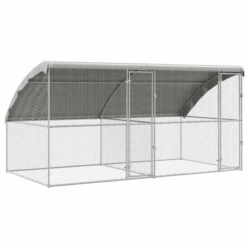 Kippenren – Kippenhok – Buitenren – Pluimveestal – Dierenverblijf – Gegalvaniseerd Staal – Weerbestendig – 400x200x198,5 cm