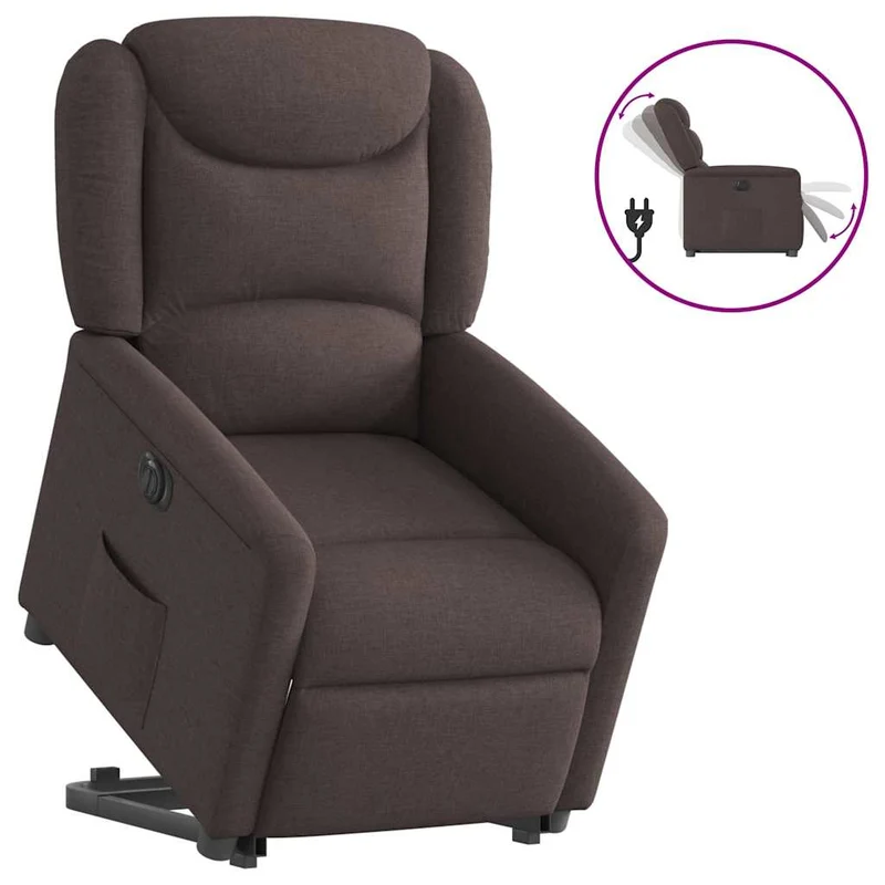Elektrisch Verstelbare Sta-op Stoel – Relaxfauteuil – Opsta Stoel – Seniorenstoel – Verstelbare Relaxstoel – Donkerbruin – Elektrische Liftfunctie – Ademend Comfortabele Bekleding