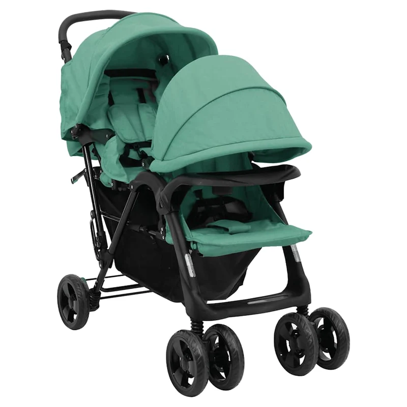 Tandemwagen – Tweelingwagen – Duo Buggy – Duowagen – Bolderwagen – Stevig Stalen Frame – Verstelbaar Zonnescherm