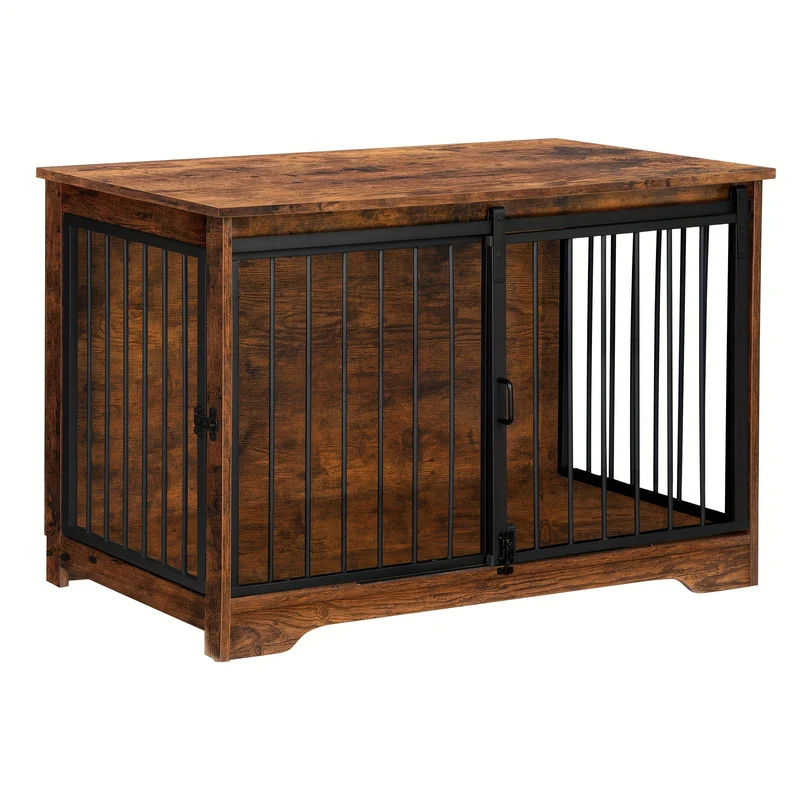 Houten Hondenkooi – Hondenbench – Hondenhok – Hondenkennel – Hondenkooi Vintage Bruin – 2-Deurs Ontwerp – Slijtvast & Veilig Tot 100 kg