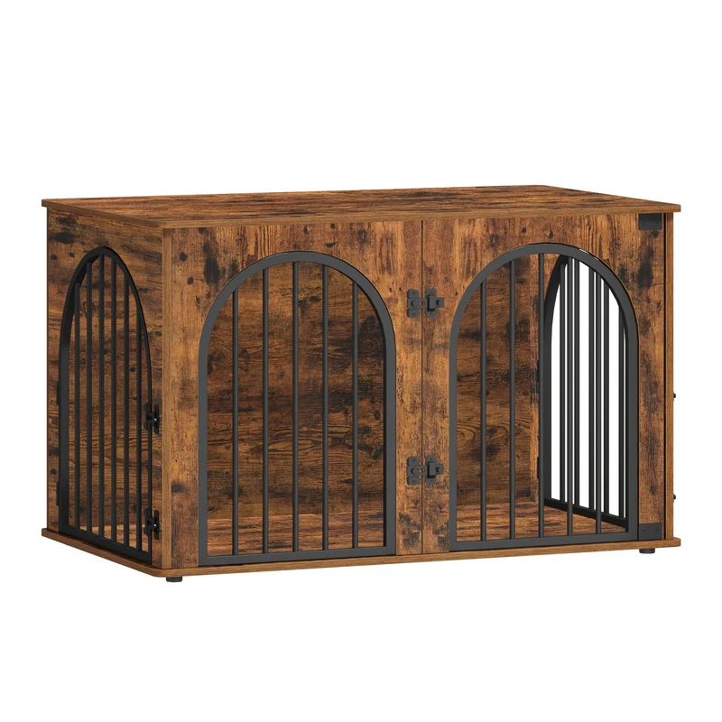 Dog Cage Furniture, 100cm Dog Box, 3 Doors, Arched Door, Modern Indoor Dog Box for Dogs Up to 100kg, Side Table, Dog Cage for Home