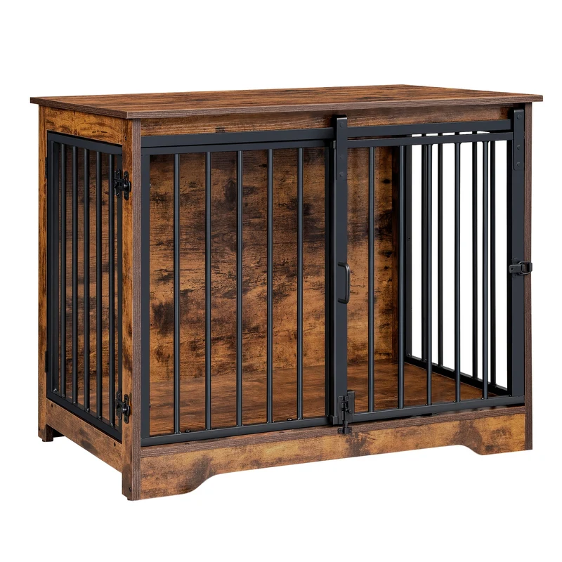 Hondenbench – Hondenkooi – Hondenkbench – Huisdier Bench – Hondenhok – Vintage Bruin – 2 Toegangsdeuren – Geschikt Voor Honden Tot 100 Kg