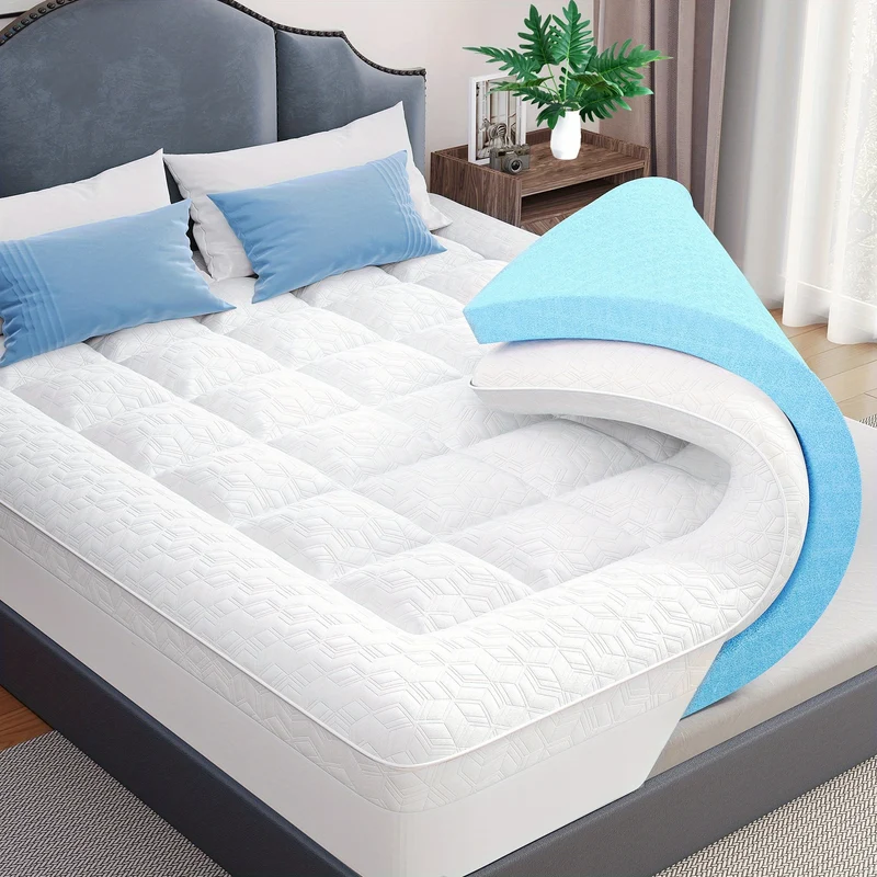 Matras Topper – Topmatras – Matras Verbeteraar – Bed Topper – Matras Vervanger – Queen Size 140x200 cm – Dubbele Laag Memory Foam – Bamboe Hoes Afneembaar Wasbaar