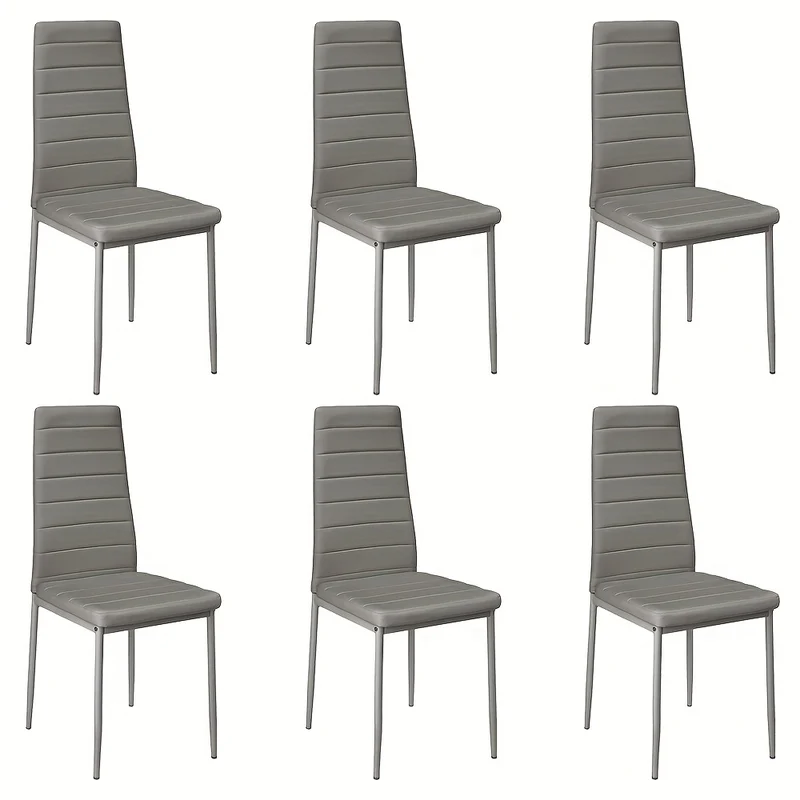 Eetkamerstoel – Keukenstoel – Stoel – Lounge Chair – Dining Chair – Kunstleer Bekleding – Stalen Onderstel – Set Van 6 – 42 x 48 x 45 cm