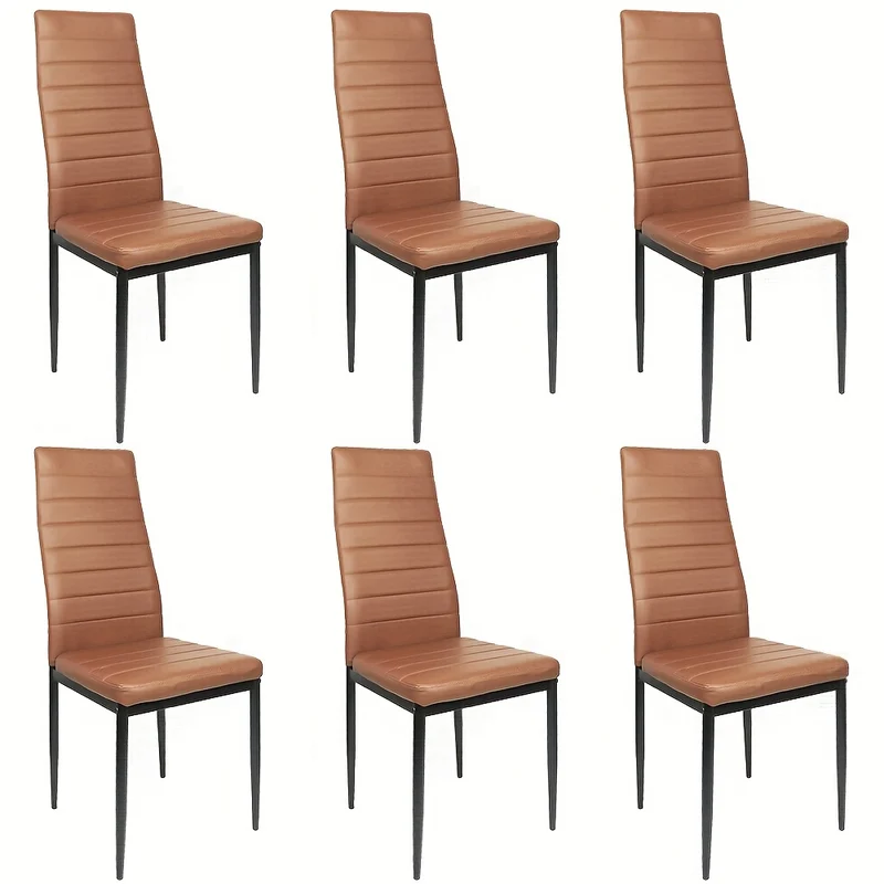 Eetkamerstoel – Keukenstoel – Stoel – Kuipstoel – Lounge Stoel – Kunstleer Bekleding – Stalen Poten – 42x48x45 cm – Set Van 6