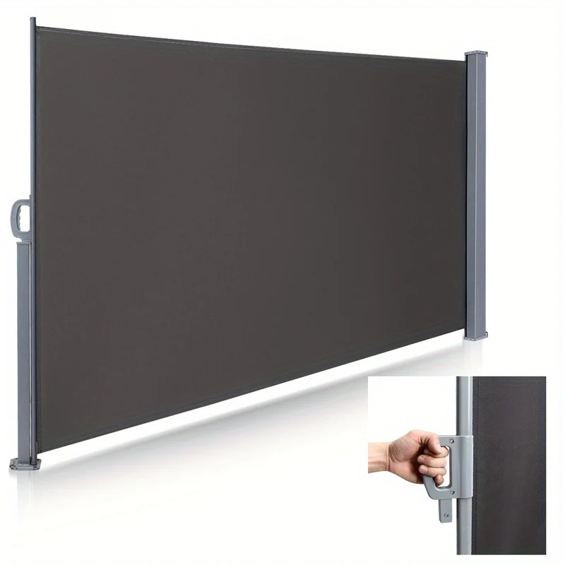 Zijscherm Balkon – Scherm, Zonwering, Windscherm, Privacydoek – 140x300 cm Grijs – Stevig Aluminium Frame – 71-80% Zonwering
