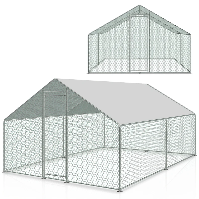 Buitenren Pluimvee Ren – Kipren – Dierenren – Vogelkooi – Buitenhok – Verzonken Stalen Frame – Water- en UV-bestendig Dak – Variant 3x2 meter