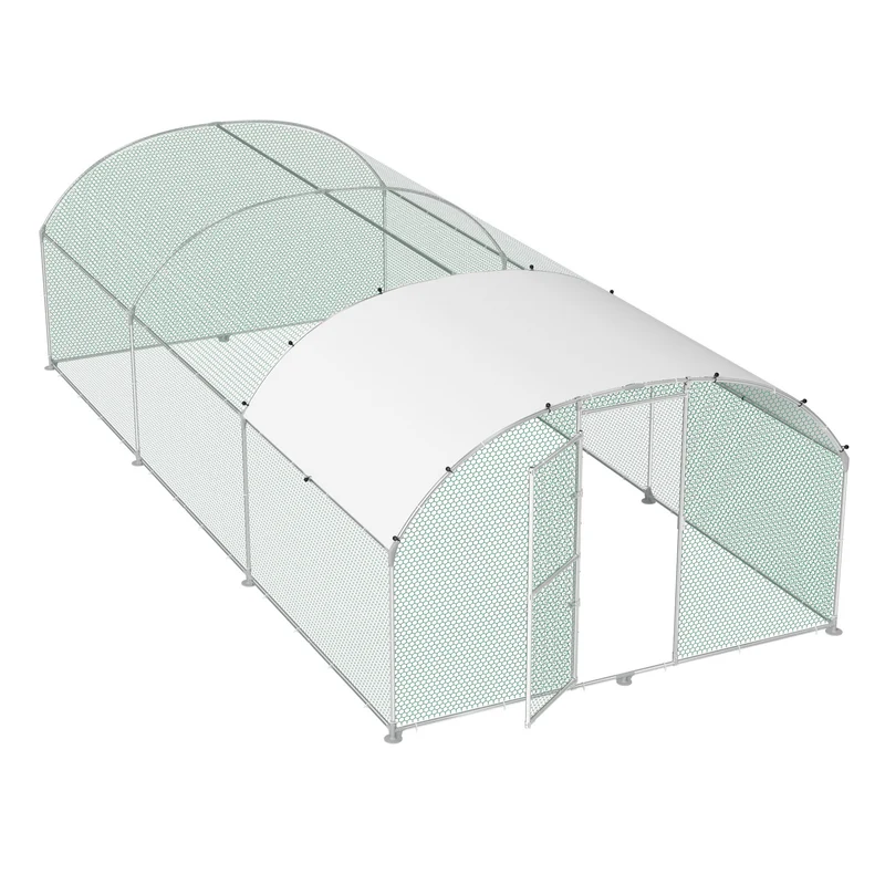 Kippenhok – Pluimveestal – Buitenren – Dierenhok – Kippenren – Met Gewelfd Dak – Weerbestendig Aluminium Frame – 3x6 Meter Grote Buitenren