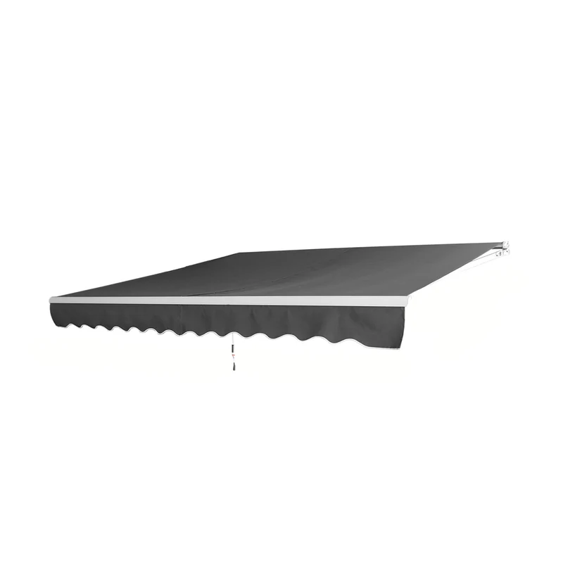 balkondoek – balkonscherm – privacyscherm – zonnescherm – buitenscherm – aluminium frame – handbediende zwengel – afmeting 360x300 cm – donkergrijs