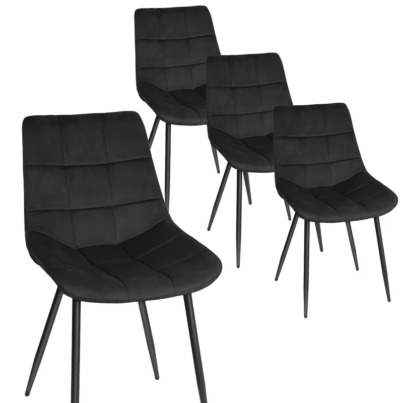 Velvet Booth Stoelen – Bankstoelen – Restaurantstoelen – Horecastoelen – Eetkamerstoelen – Set Van 4 – Ergonomische Hoge Rugleuning – Zwarte Makkelijk Schoon Te Maken Bekleding