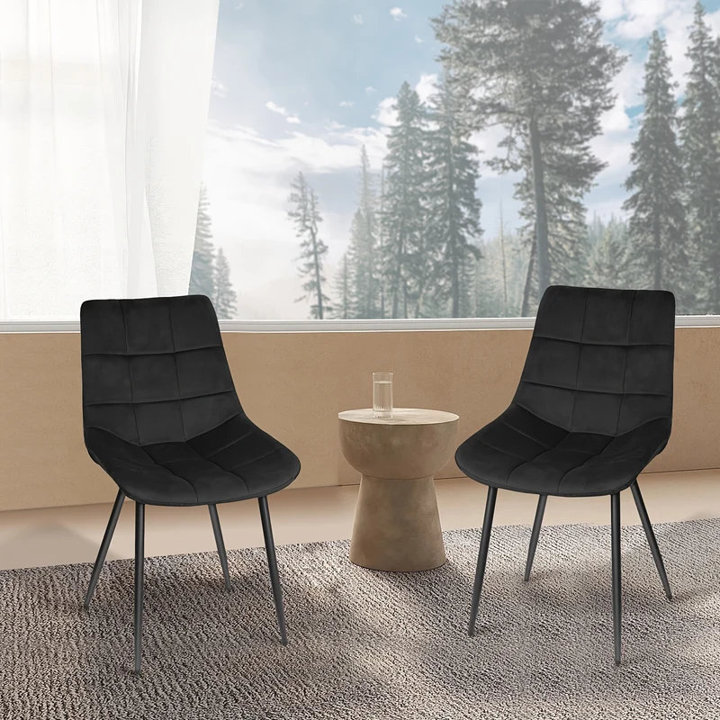 Velvet Eetkamerstoelen – Eetkamerstoelen – Stoelen – Bureaustoelen – Reception Stoelen – Set Van 2 – Comfortabele Zitting – Stevig Metalen Frame