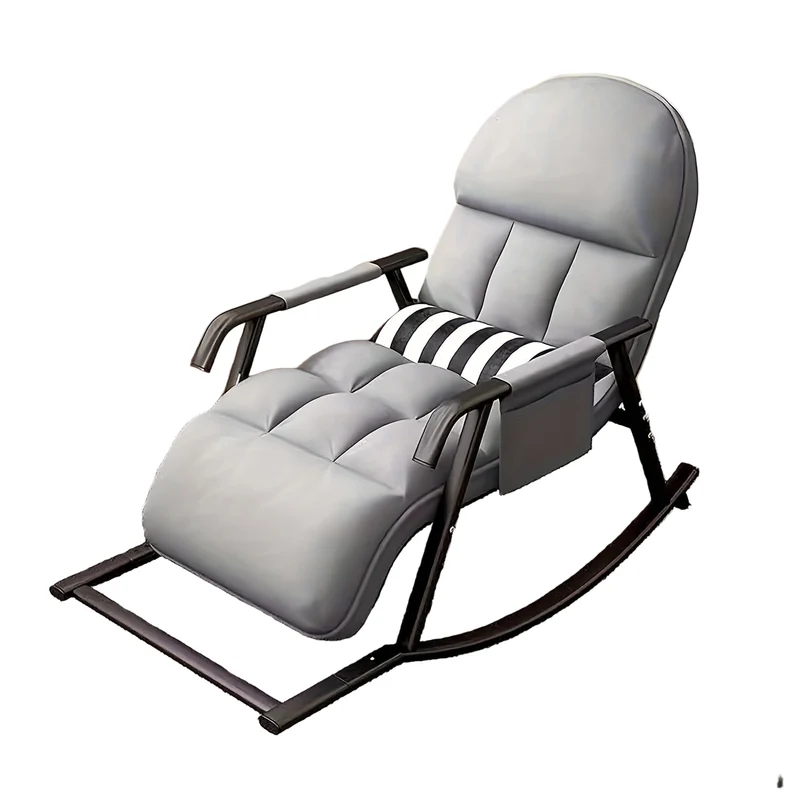 Schommelstoel – Relaxstoel – Fauteuil – Loungestoel – Schaukelsessel – Met Liegefunctie – Roestvrij Stalen Frame – Katoenen Bekleding