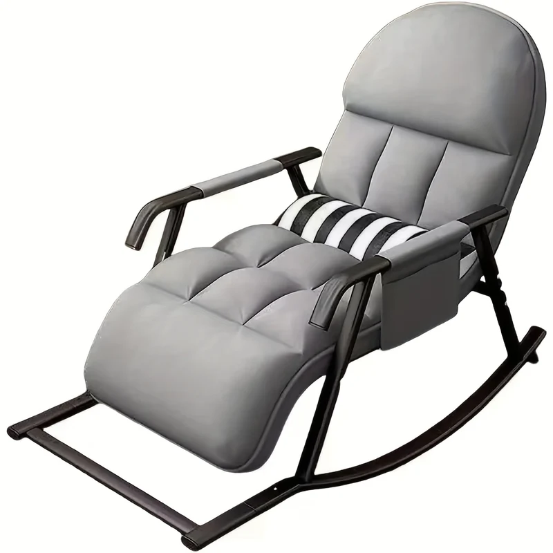 Schommelstoel – Relaxstoel – Fauteuil – Verzorgingsstoel – Loungestoel – Met Armleuningen – Verstelbare Rugleuning en Voetensteun – Katoenen Bekleding – Geschikt Voor Harde Vloeren - Grijs