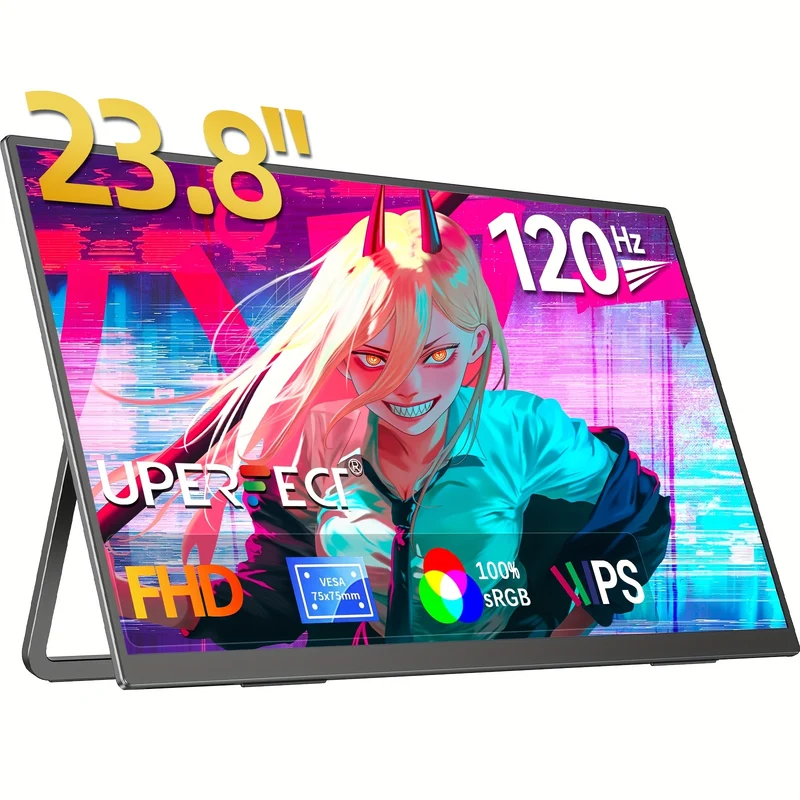 Draagbare Monitor – Portable Scherm – Extra Laptop Scherm – Mobiele Monitor – Gaming Monitor – 23,8 Inch – 100Hz Verversingssnelheid – 180° Kantelbare Kickstand & VESA Mount
